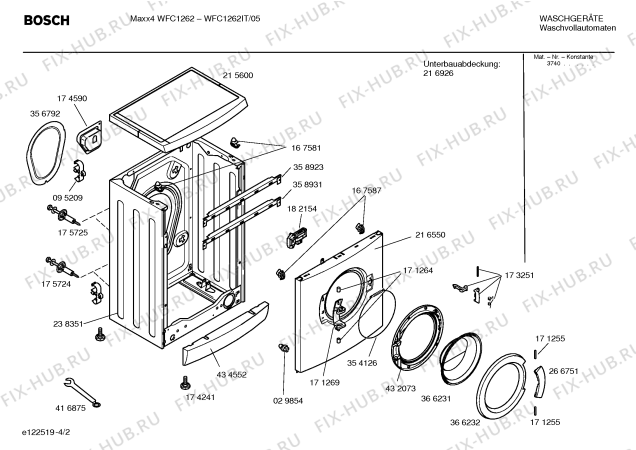 Взрыв-схема стиральной машины Bosch WFC1262IT Maxx4 WFC1262 - Схема узла 02