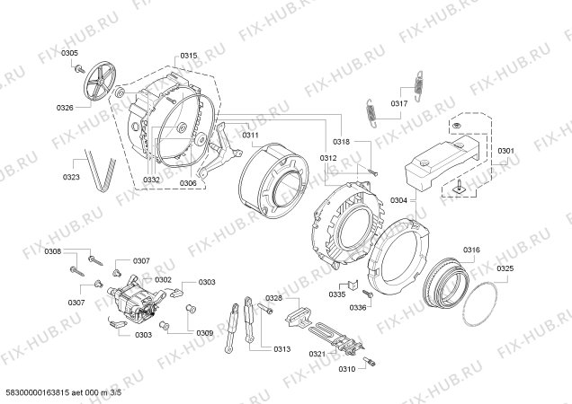 Схема №2 WLG20260UA Bosch Maxx 5 с изображением Силовой модуль для стиральной машины Bosch 00742819