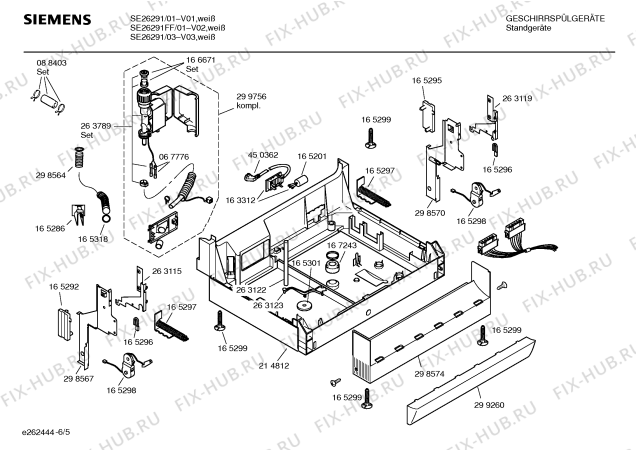 Взрыв-схема посудомоечной машины Siemens SE26291 - Схема узла 05
