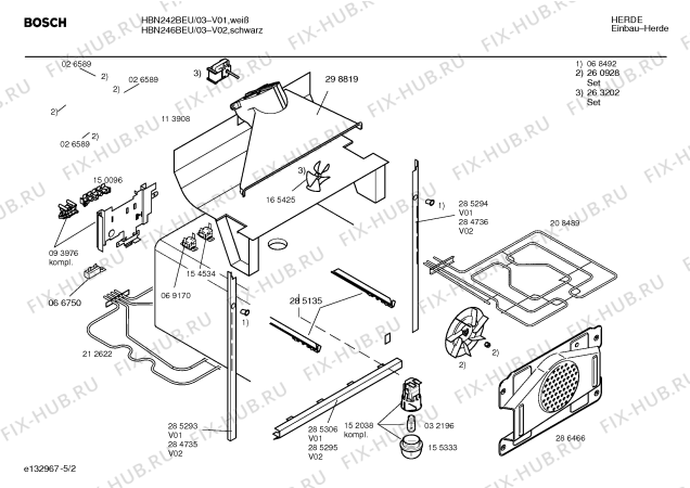 Схема №2 HBN246BEU с изображением Инструкция по эксплуатации для электропечи Bosch 00522892