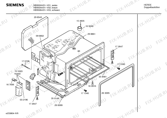 Взрыв-схема плиты (духовки) Siemens HB95024 - Схема узла 06