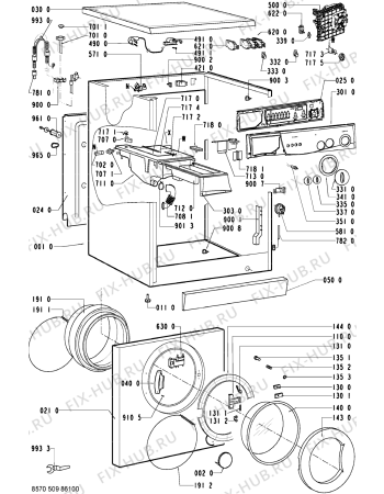 Схема №1 AWM 5090/1 с изображением Обшивка для стиралки Whirlpool 481245213251