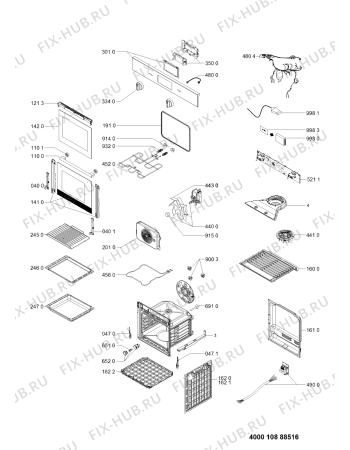 Схема №1 SA3 540 H IX с изображением Панель для электропечи Whirlpool 481010866444