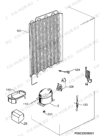 Взрыв-схема холодильника Faure FBA22027SV - Схема узла Cooling system 017