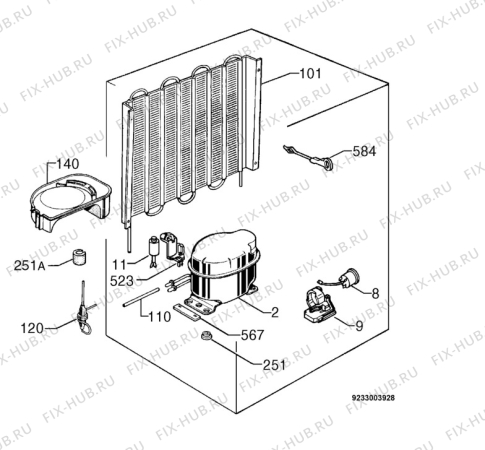 Взрыв-схема холодильника Privileg 793771_7905 - Схема узла Cooling system 017