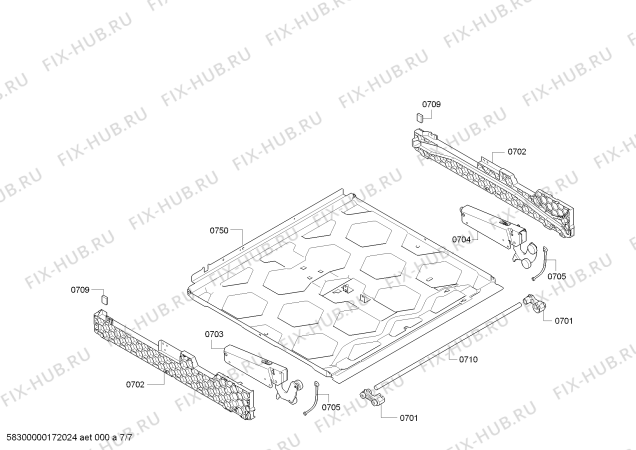 Взрыв-схема плиты (духовки) Neff B45E42N3RU - Схема узла 07