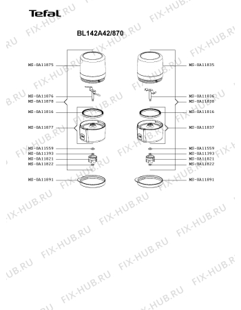 Схема №1 BL143GJP/870 с изображением Резак для электроблендера Tefal MS-0A11836