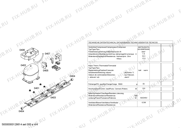 Взрыв-схема холодильника Pitsos P1KCS3704D - Схема узла 04