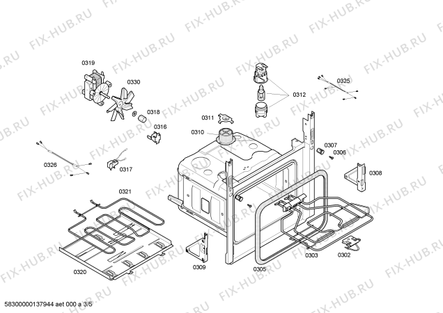 Взрыв-схема плиты (духовки) Siemens HB23AB540 Horno siemens indep.multif.inox cf - Схема узла 03