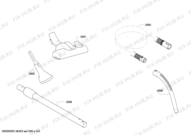 Взрыв-схема пылесоса Bosch BSD3025 BOSCH sphera 2000W - Схема узла 03