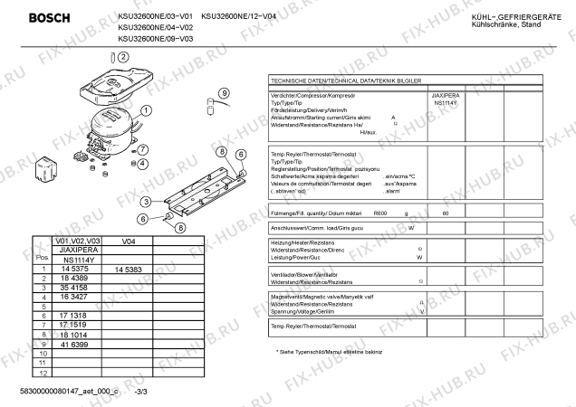 Взрыв-схема холодильника Bosch KSU32600NE - Схема узла 03
