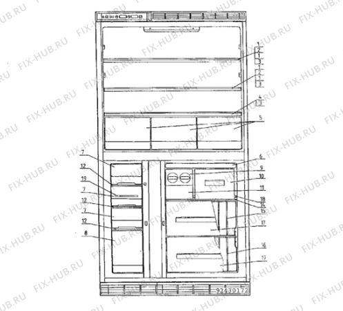 Взрыв-схема холодильника Zanussi ZFC177/3T - Схема узла Furniture