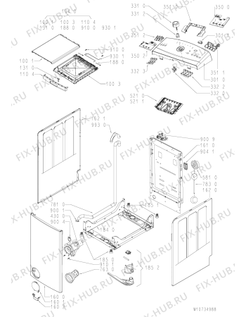 Схема №1 AWE 7620 с изображением Декоративная панель для стиралки Whirlpool 481010556068