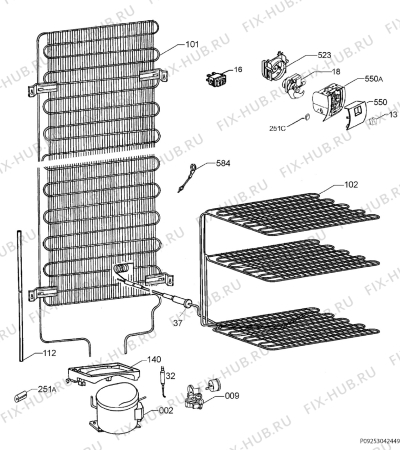 Взрыв-схема холодильника Electrolux ERA36605W - Схема узла Cooling system 017