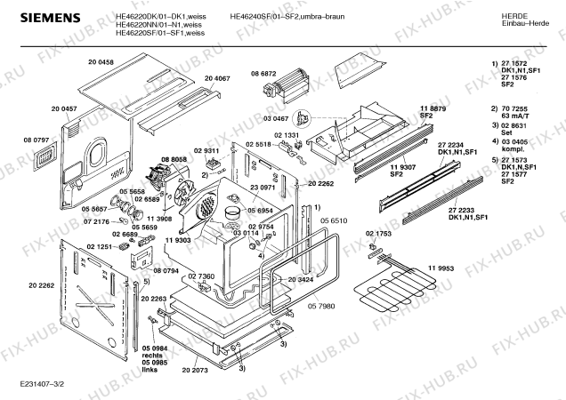 Взрыв-схема плиты (духовки) Siemens HE46240SF - Схема узла 02