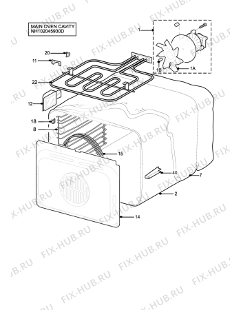 Взрыв-схема плиты (духовки) Zanussi ZOD890X - Схема узла H10 Main Oven Cavity (large)