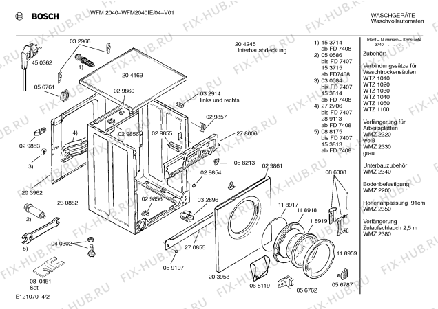 Схема №3 WM34430FG SIWAMAT PLUS 3443 с изображением Таблица программ для стиральной машины Bosch 00517620