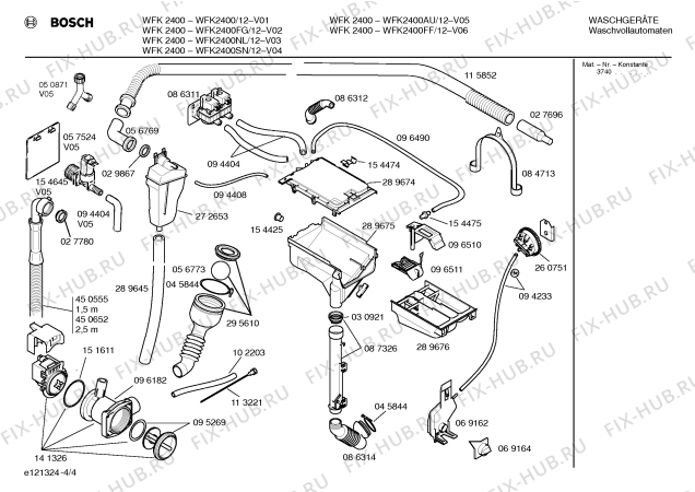 Схема №1 WFK2400AU WFK2400 с изображением Нагревательный элемент для стиральной машины Bosch 00263741