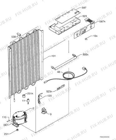 Взрыв-схема холодильника Electrolux SG129 - Схема узла Cooling system 017