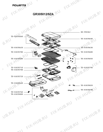 Схема №1 GR305012/9ZA с изображением Покрытие для гриля Rowenta SS-994362