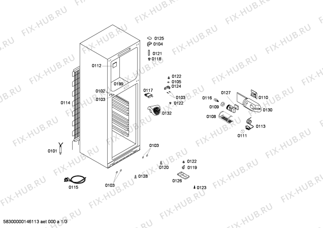 Схема №1 3FEL2355 с изображением Дверь морозильной камеры для холодильной камеры Bosch 00686732