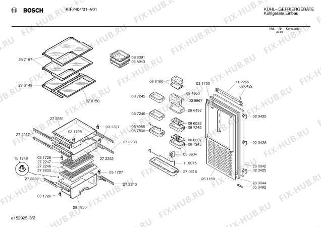 Взрыв-схема холодильника Bosch KIF2404 - Схема узла 02