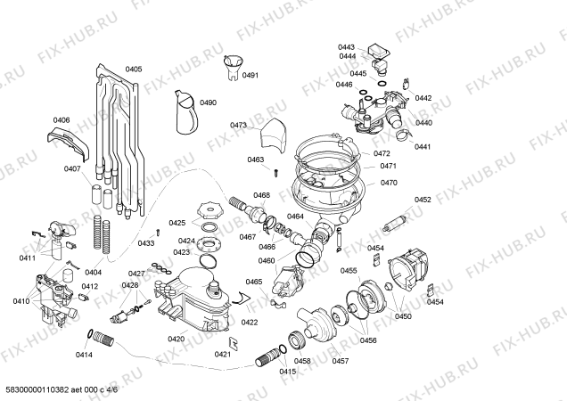 Взрыв-схема посудомоечной машины Siemens SF34E230SK - Схема узла 04