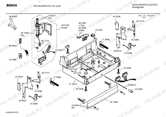 Взрыв-схема посудомоечной машины Bosch SGU56A02SK Exclusiv - Схема узла 05