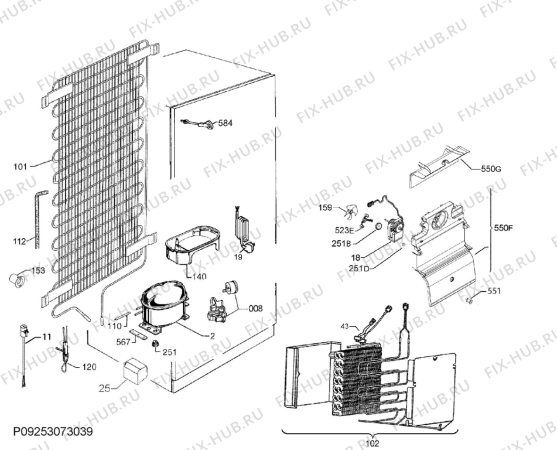 Взрыв-схема холодильника Aeg SCK6181LNS - Схема узла Cooling system 017