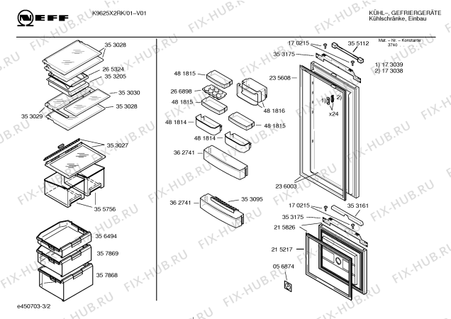 Схема №2 KIE3040TC с изображением Модуль для холодильной камеры Siemens 00358086