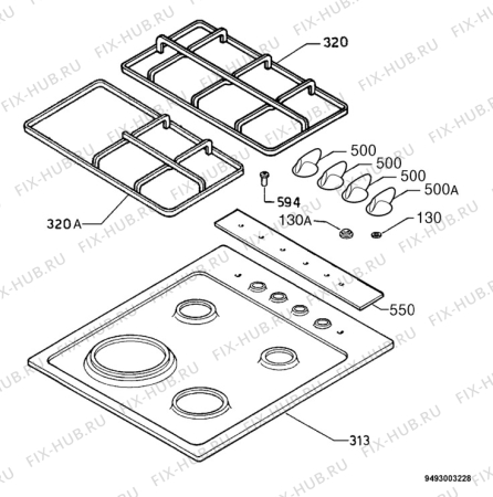 Взрыв-схема плиты (духовки) Zanussi ZXL66ITX - Схема узла Hob 271