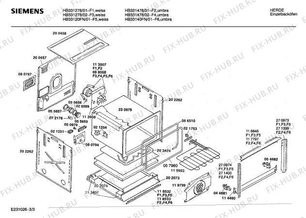 Взрыв-схема плиты (духовки) Siemens HB33120FN - Схема узла 03