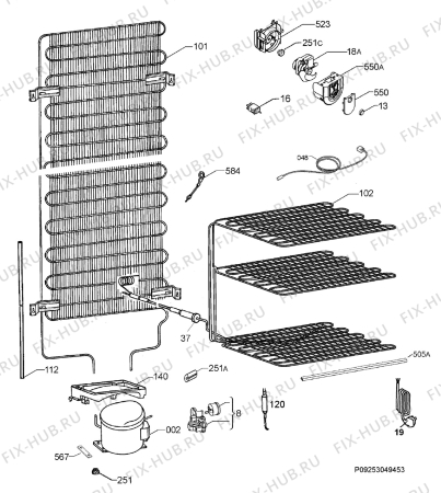 Взрыв-схема холодильника Zanussi ZRB836VW2 - Схема узла Cooling system 017