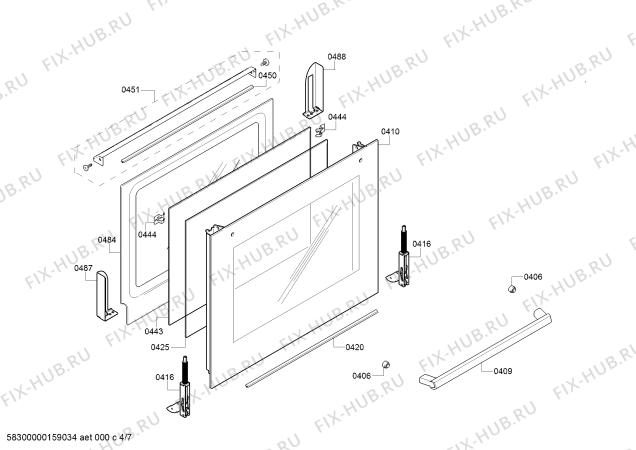 Взрыв-схема плиты (духовки) Bosch HCE853921F - Схема узла 04