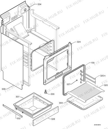 Взрыв-схема плиты (духовки) Electrolux EKC6735 - Схема узла Housing 001