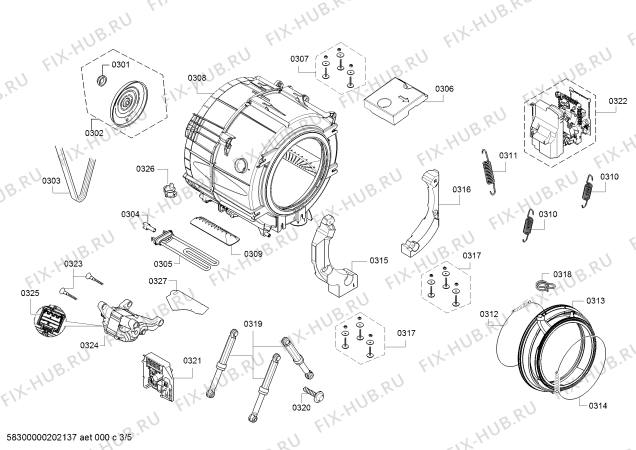 Взрыв-схема стиральной машины Bosch WAT28681ME - Схема узла 03