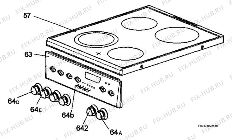 Взрыв-схема плиты (духовки) Husqvarna Electrolux QSG5442-1 - Схема узла Section 4