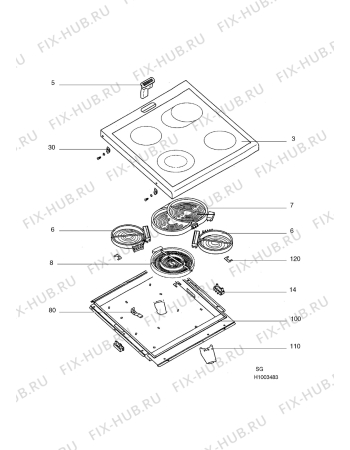 Взрыв-схема плиты (духовки) Aeg C50370V-W - Схема узла H10 Hob