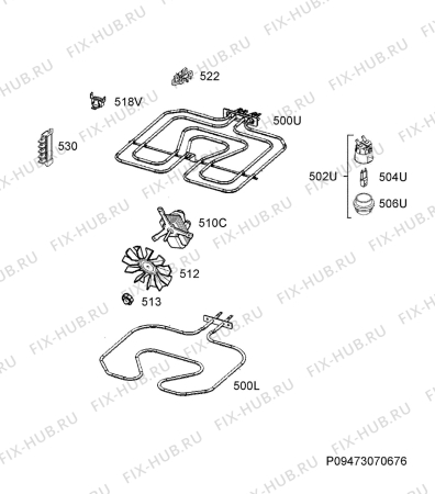 Взрыв-схема плиты (духовки) Zanussi ZCK652J1WA - Схема узла Electrical equipment