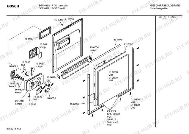 Взрыв-схема посудомоечной машины Bosch SGU4692 Silence comfort - Схема узла 02