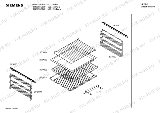 Взрыв-схема плиты (духовки) Siemens HB48065GB - Схема узла 06
