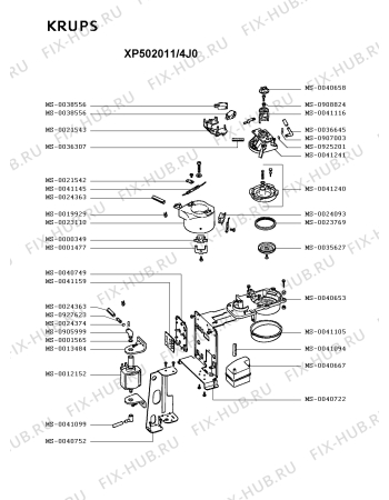 Взрыв-схема кофеварки (кофемашины) Krups XP502011/4J0 - Схема узла HP002914.1P2