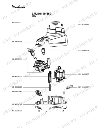 Схема №1 LM210010/BN0 с изображением Блендерная ножка для блендера (миксера) Moulinex MS-4A04395