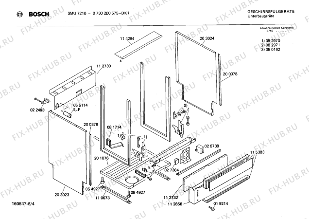 Взрыв-схема посудомоечной машины Bosch 0730200575 SMU7210 - Схема узла 04