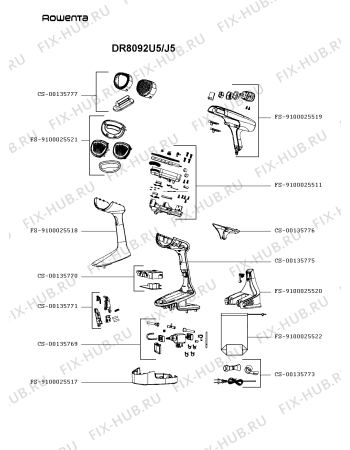 Схема №1 DR8092U5/J5 с изображением Покрытие для электропарогенератора Rowenta FS-9100025522