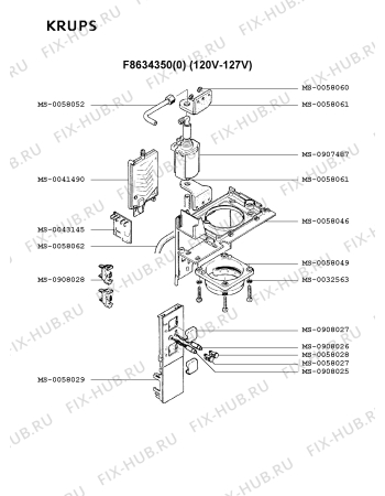 Взрыв-схема кофеварки (кофемашины) Krups F8634350(0) - Схема узла HP001834.1P3