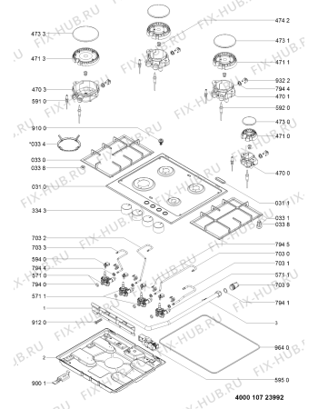 Взрыв-схема плиты (духовки) Whirlpool TGZ6465IN (F103011) - Схема узла
