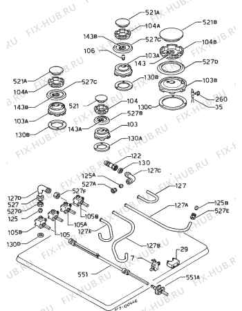 Взрыв-схема плиты (духовки) Zanussi Z40S - Схема узла Functional parts 267