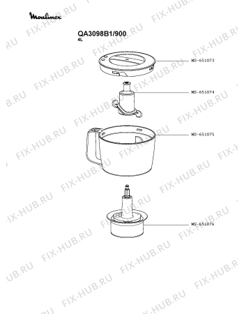 Взрыв-схема кухонного комбайна Moulinex QA3098B1/900 - Схема узла 0P005749.2P6