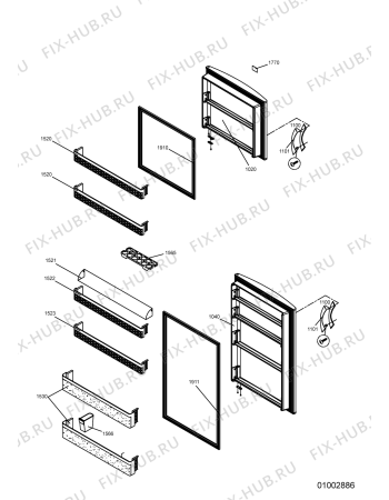 Схема №2 WSR 16 IX с изображением Дверка для холодильника Whirlpool 482000002236